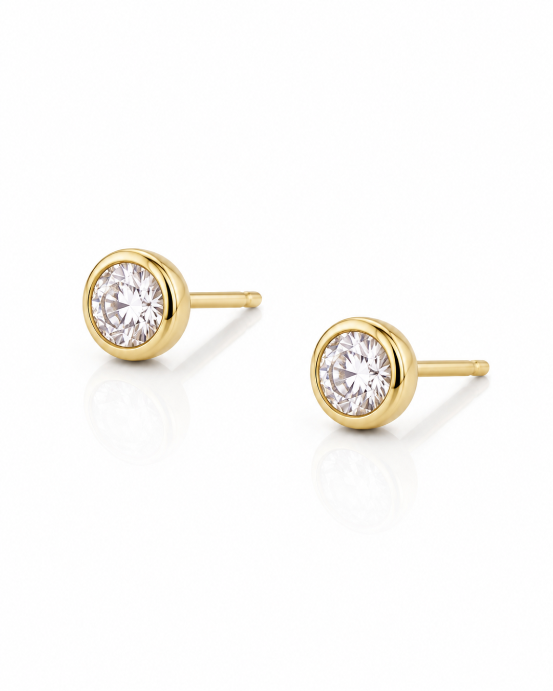 Bezel CZ Stud Earrings