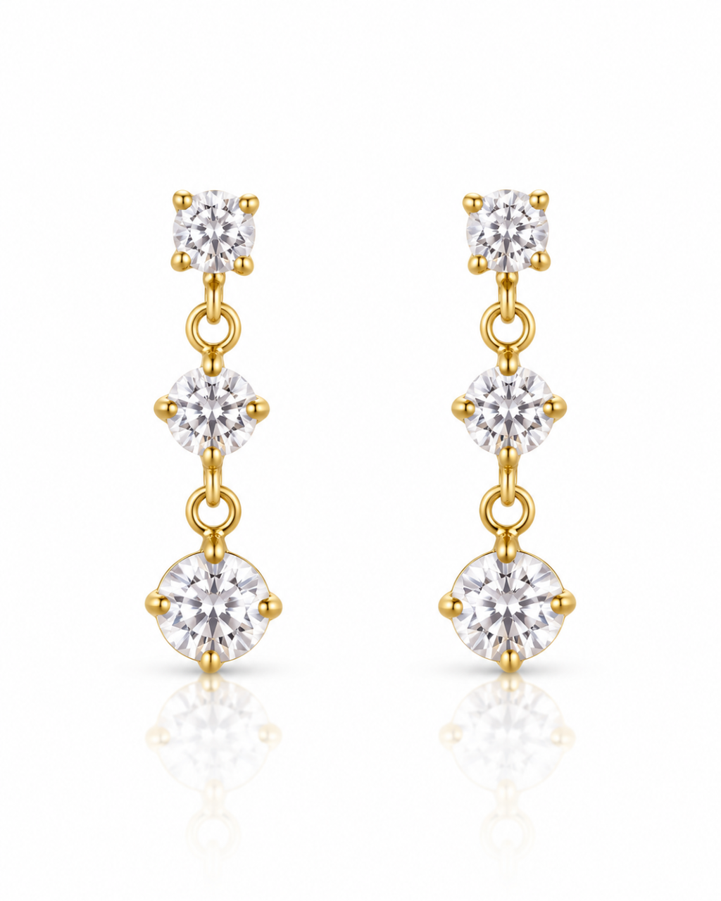 Triple CZ Drop Earrings