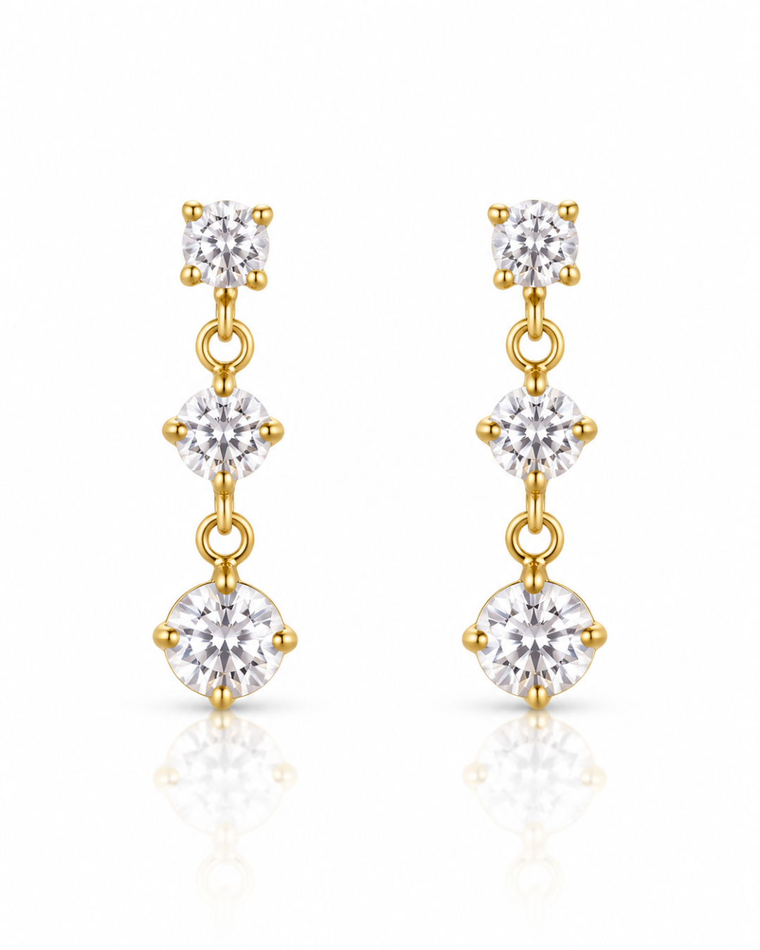 Triple CZ Drop Earrings