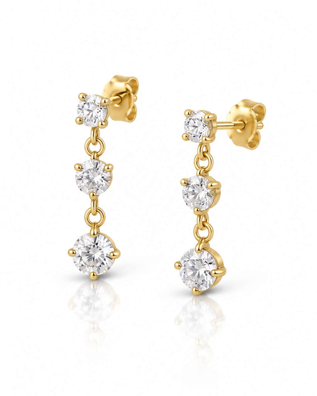 Triple CZ Drop Earrings