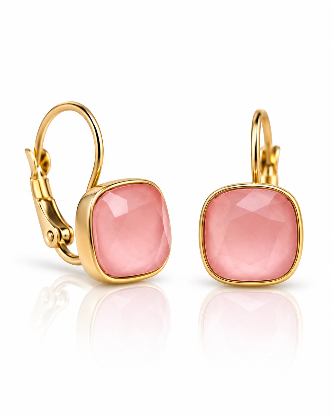 Blush Cushion Crystal Lever-Back Earrings
