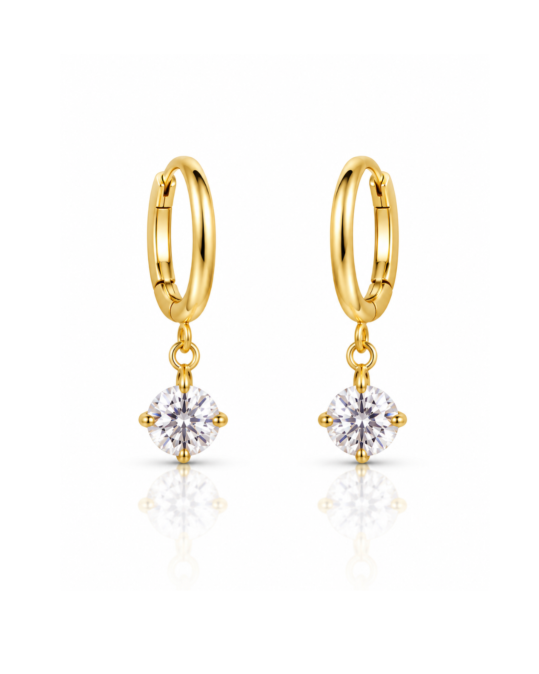 CZ Drop Huggie Hoop Earrings