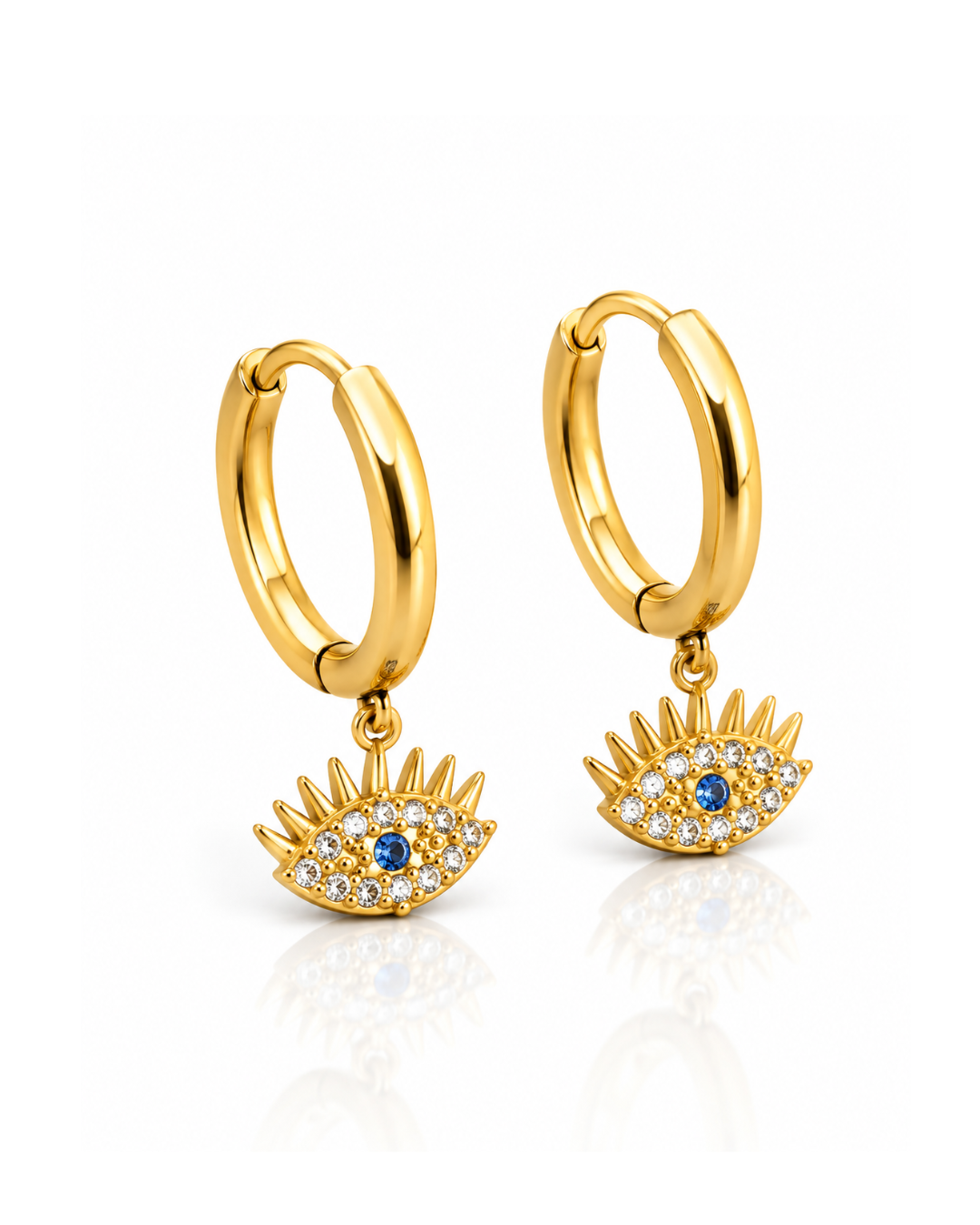 Evil Eye CZ Charm Hoop Earrings
