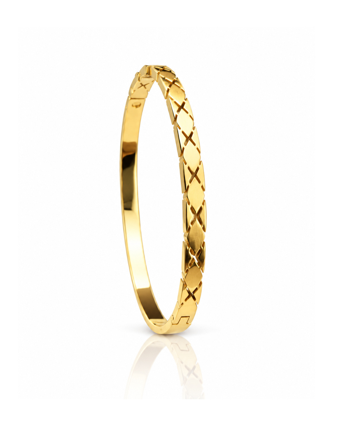 Cross-Engraved Quilted Cuff Bracelet