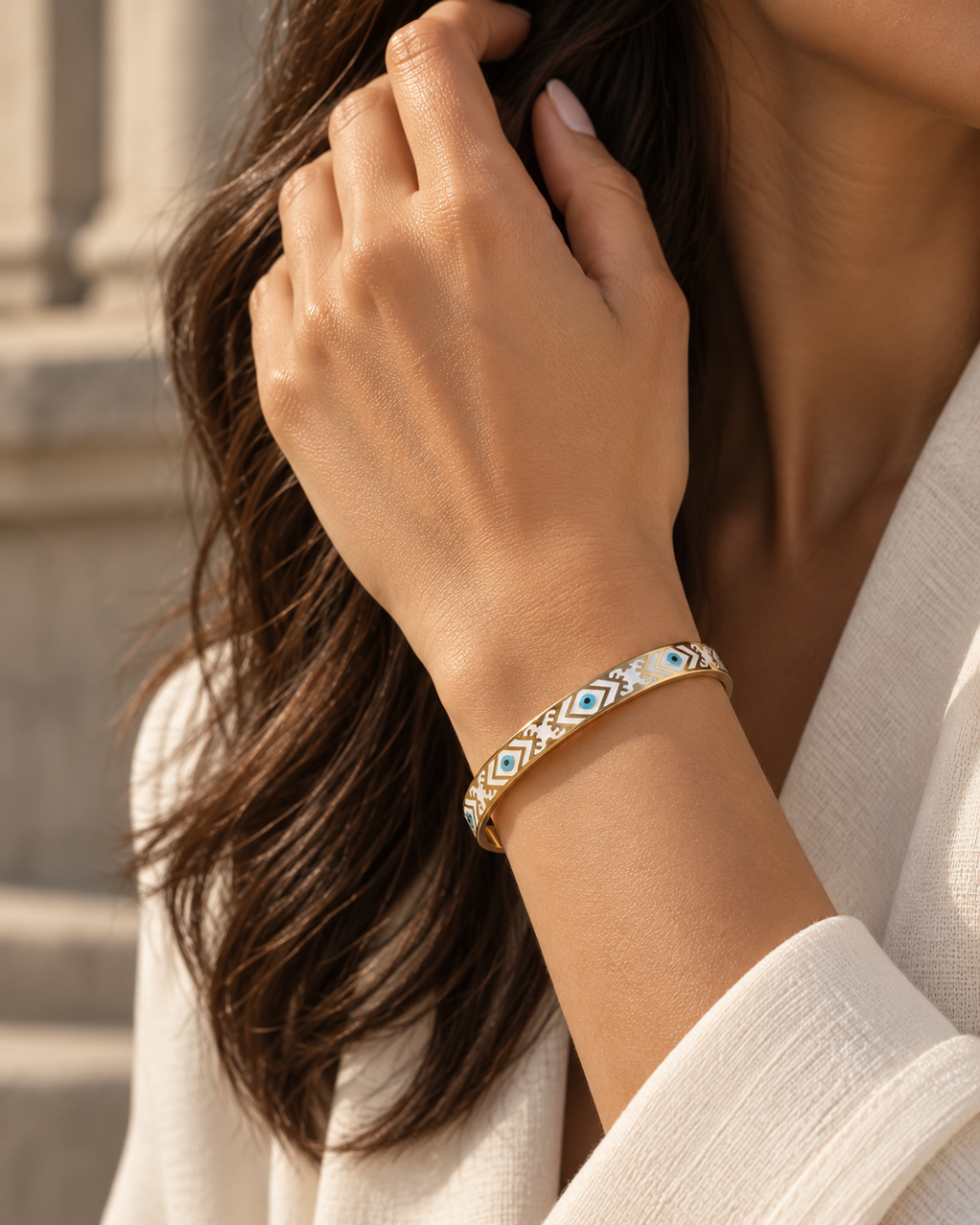 Evil Eye Tribal Enamel Cuff Bracelet