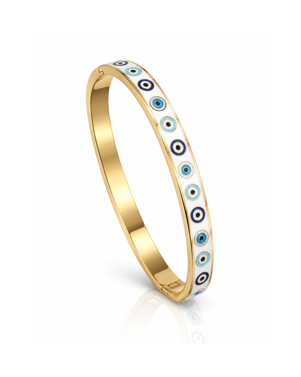 Evil Eye Enamel Row Locking Cuff Bracelet
