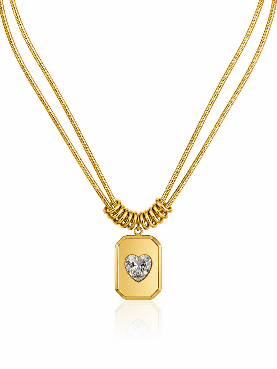 Gold Heart Crystal Pendant Necklace