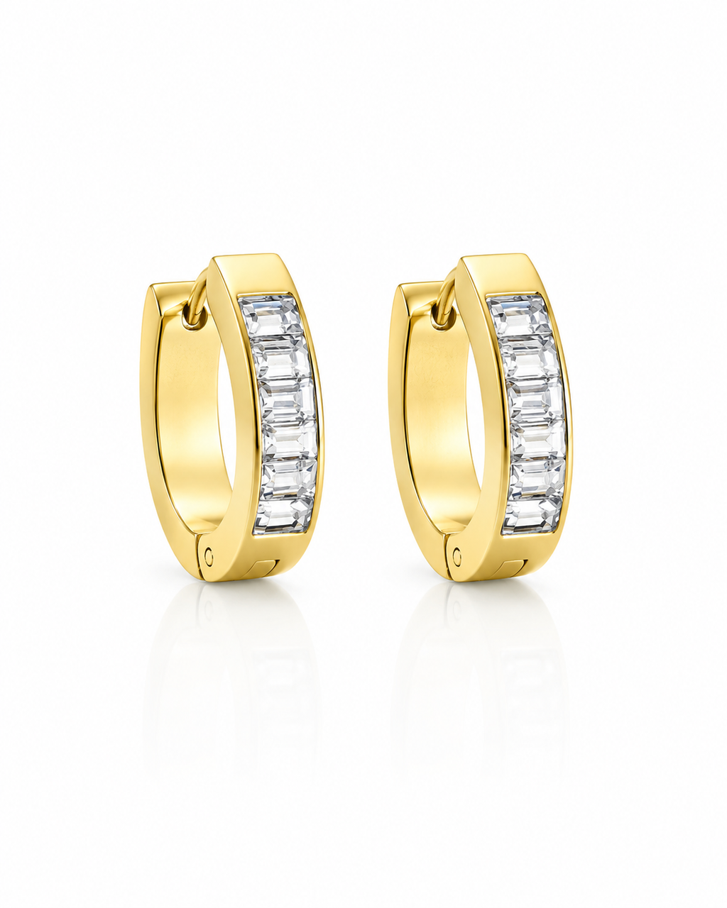 Nova Baguette Inlay Huggie Earrings