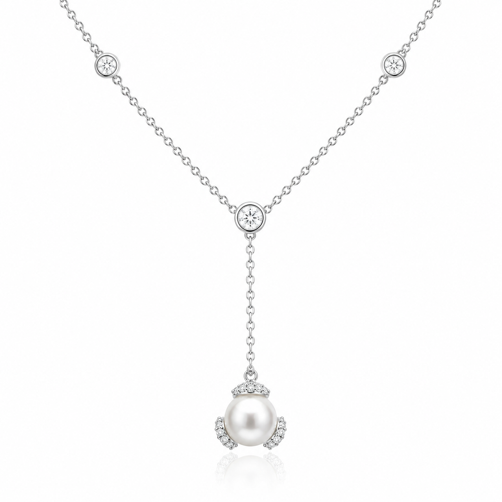Luminous Pearl Halo Lariat