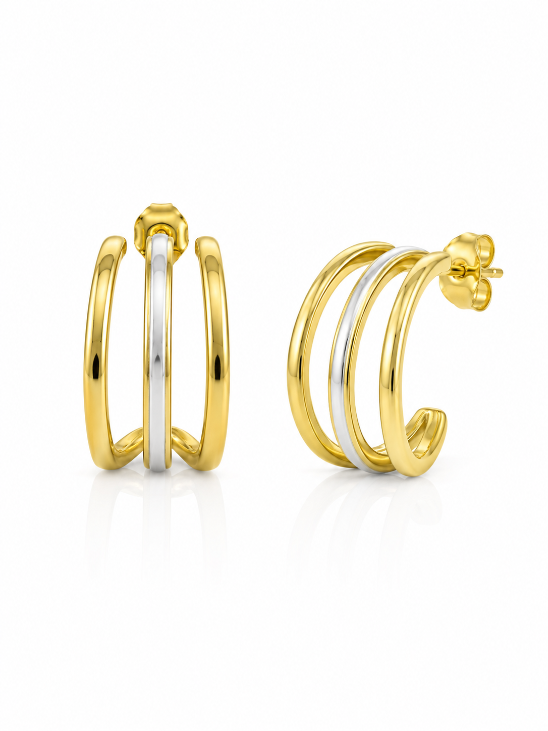 Tri-Fold Gilded Inlay Hoops