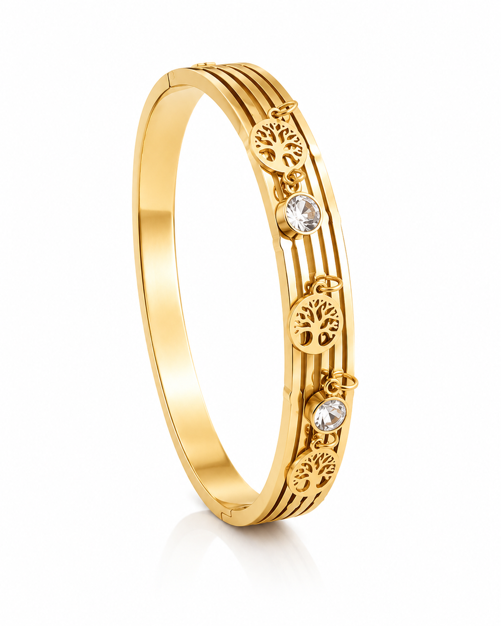 Multi-Layer Tree of Life Crystal Bangle