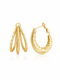Trident Textured Triple Hoops