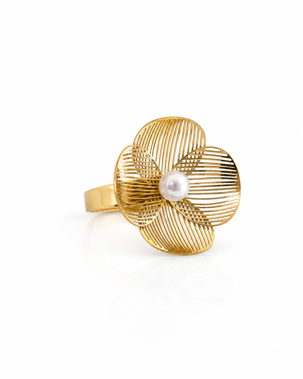 Filigree Flower Pearl Ring