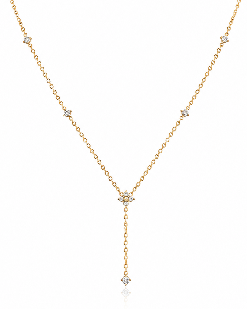 Dainty Flower Lariat Necklace