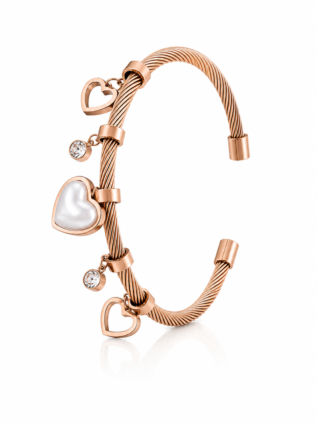 Heart & Pearl Twisted Cable Cuff