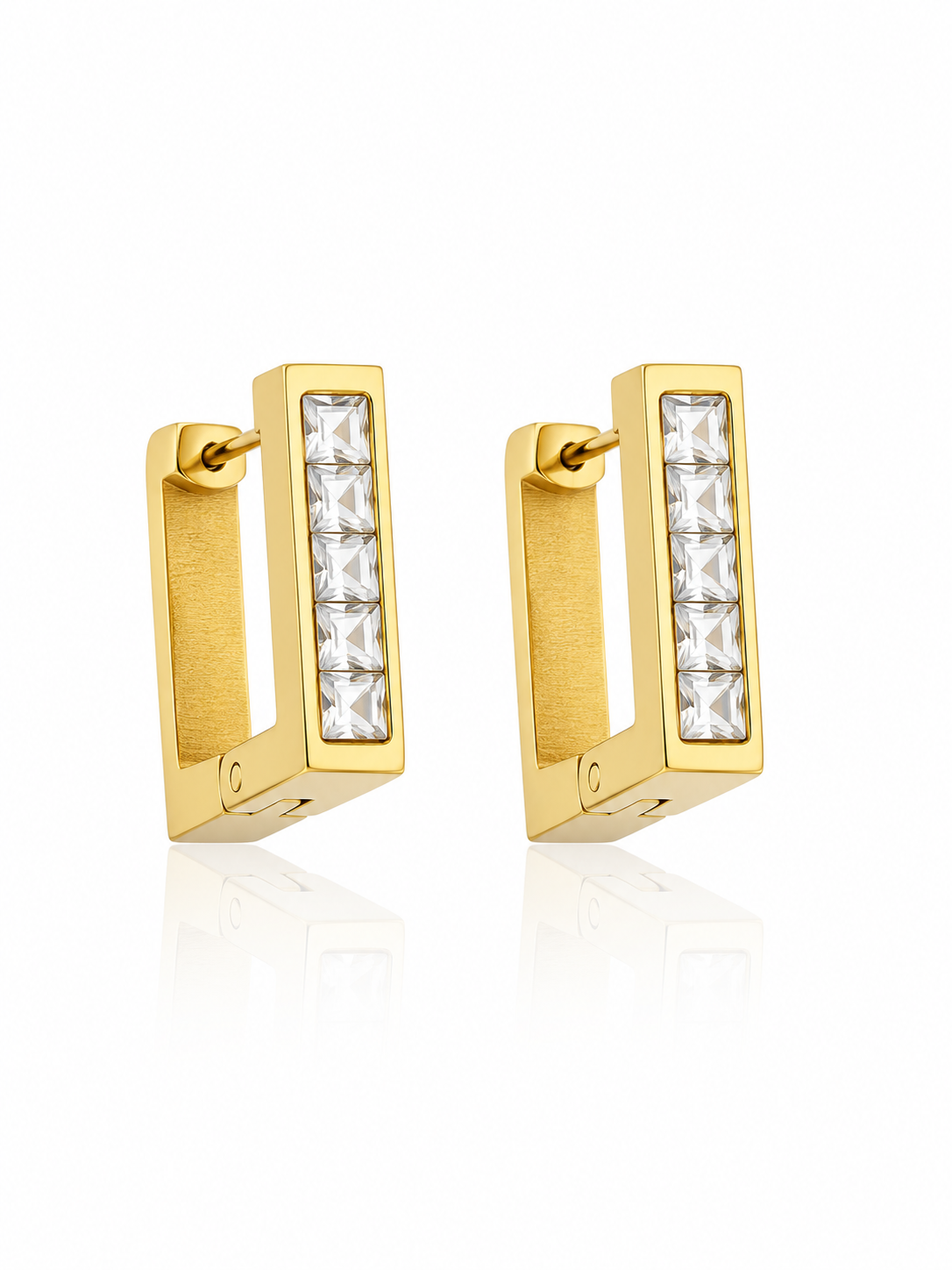 Nova Baguette Vertical Stud Earrings
