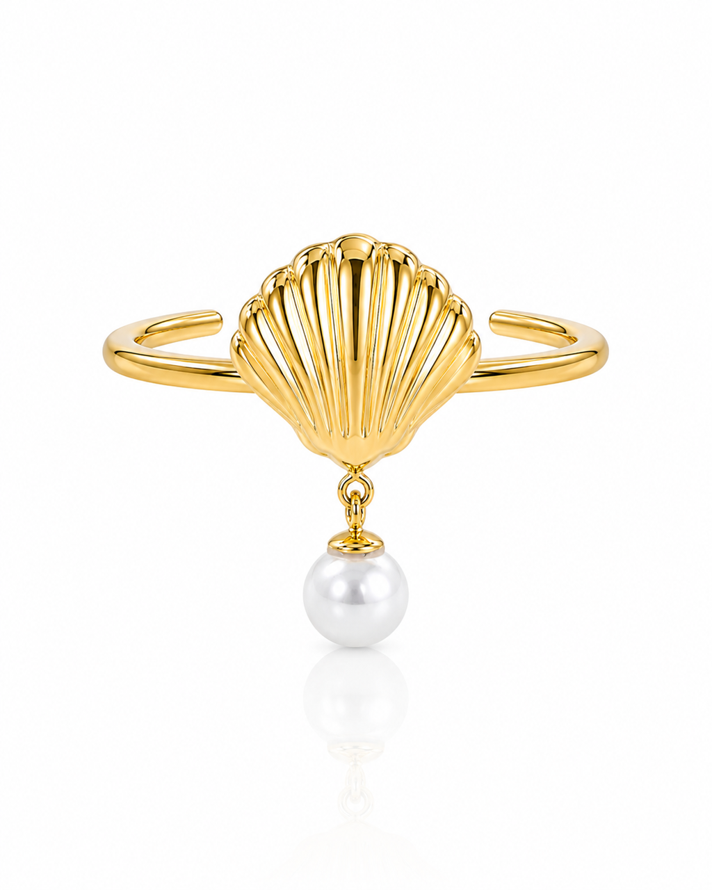 Scallop Shell Pearl Ring