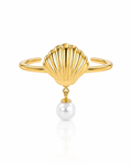 Scallop Shell Pearl Ring