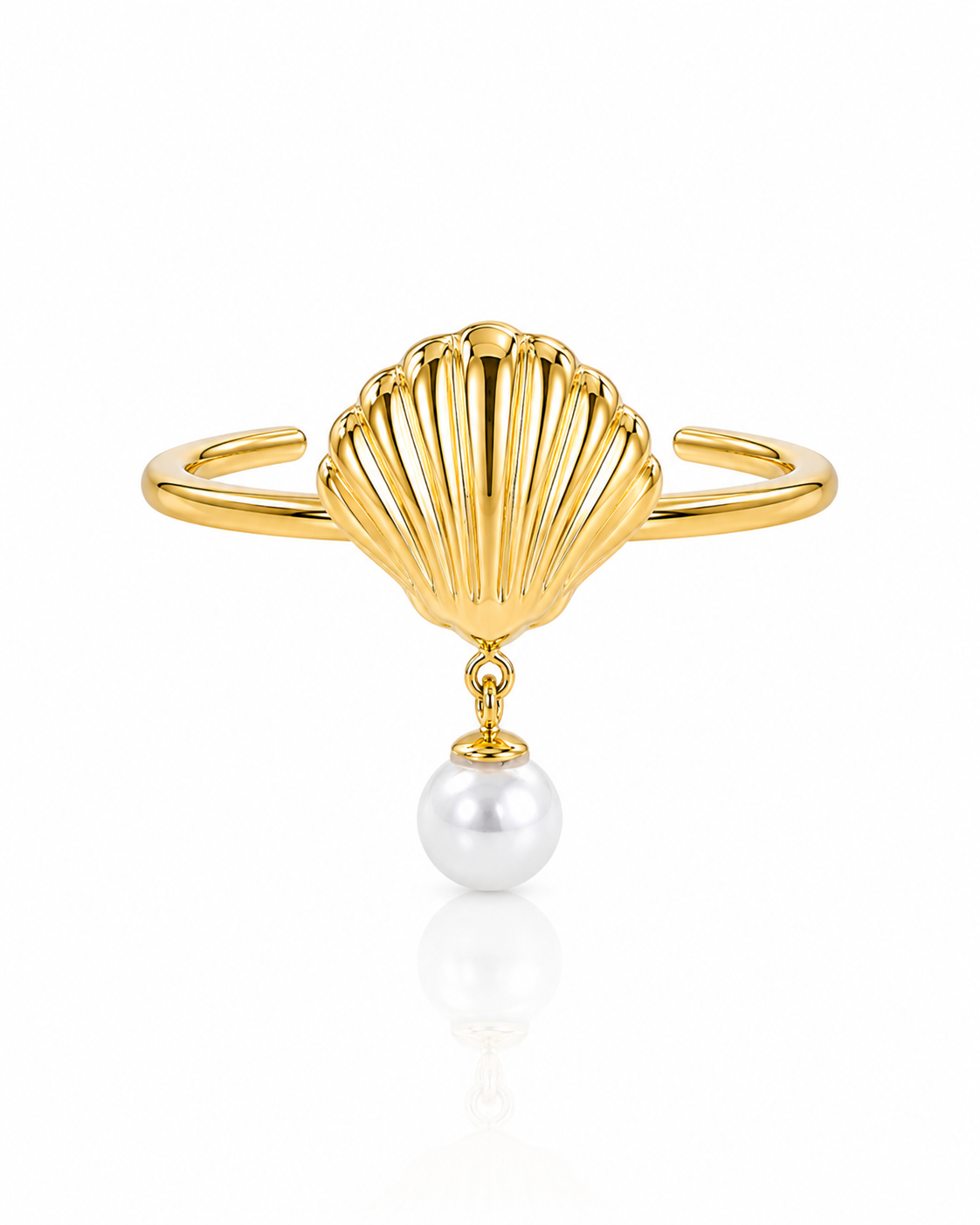 Scallop Shell Pearl Ring