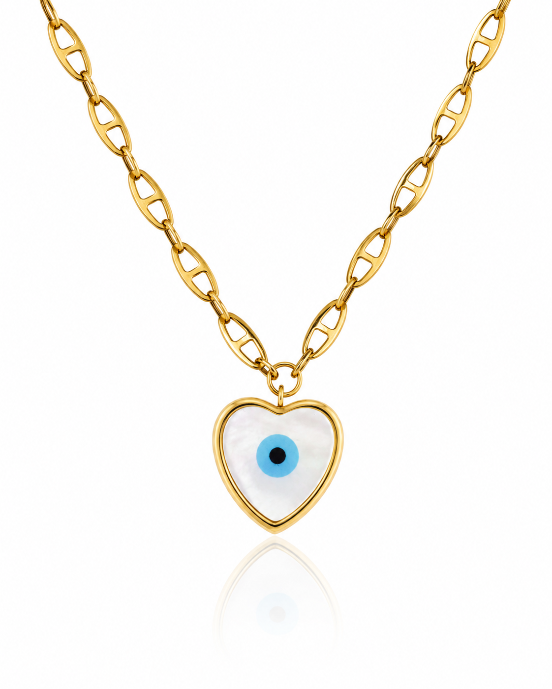Evil Eye Heart Charm Necklace