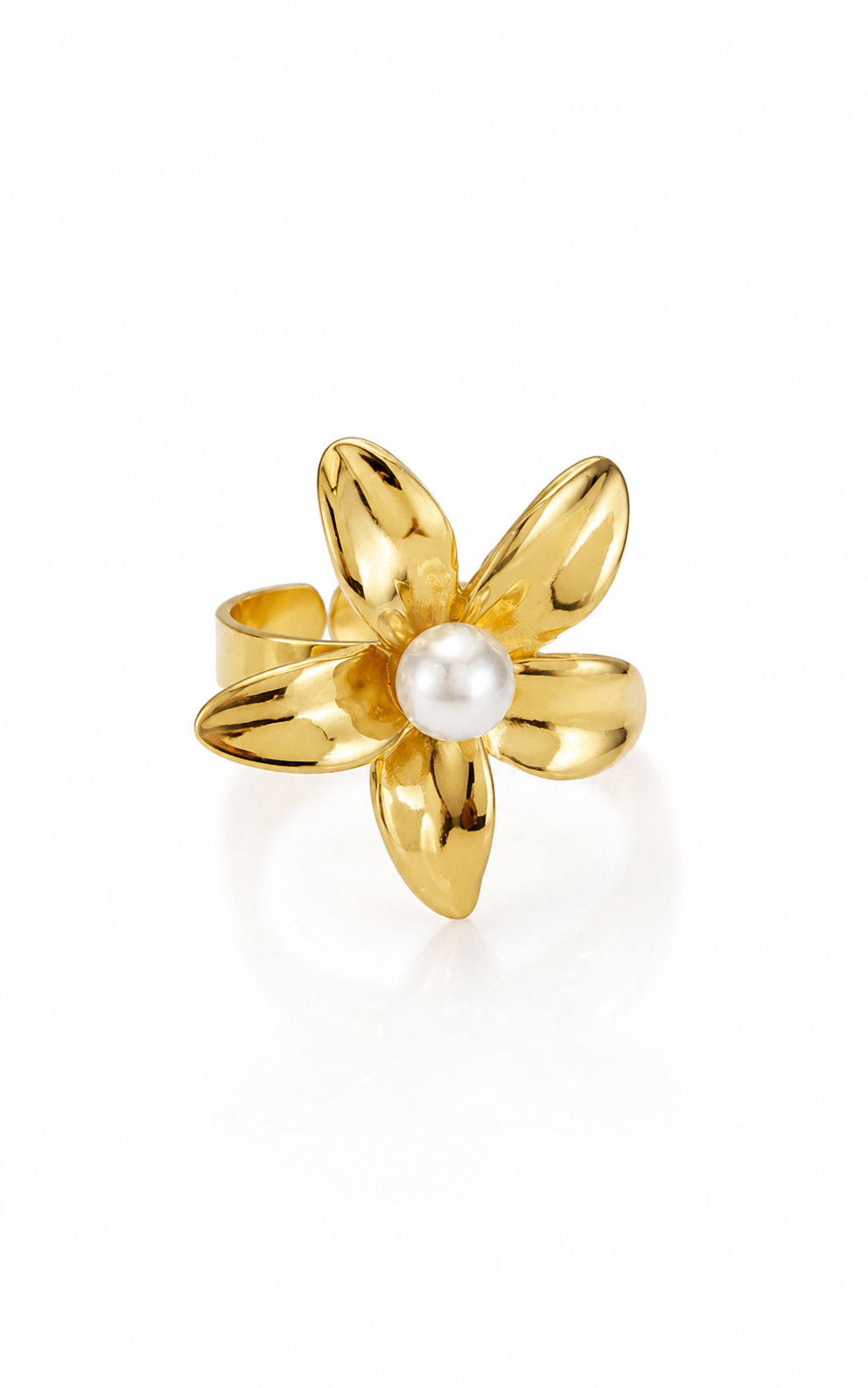 Gilded Petal Pearl Ring
