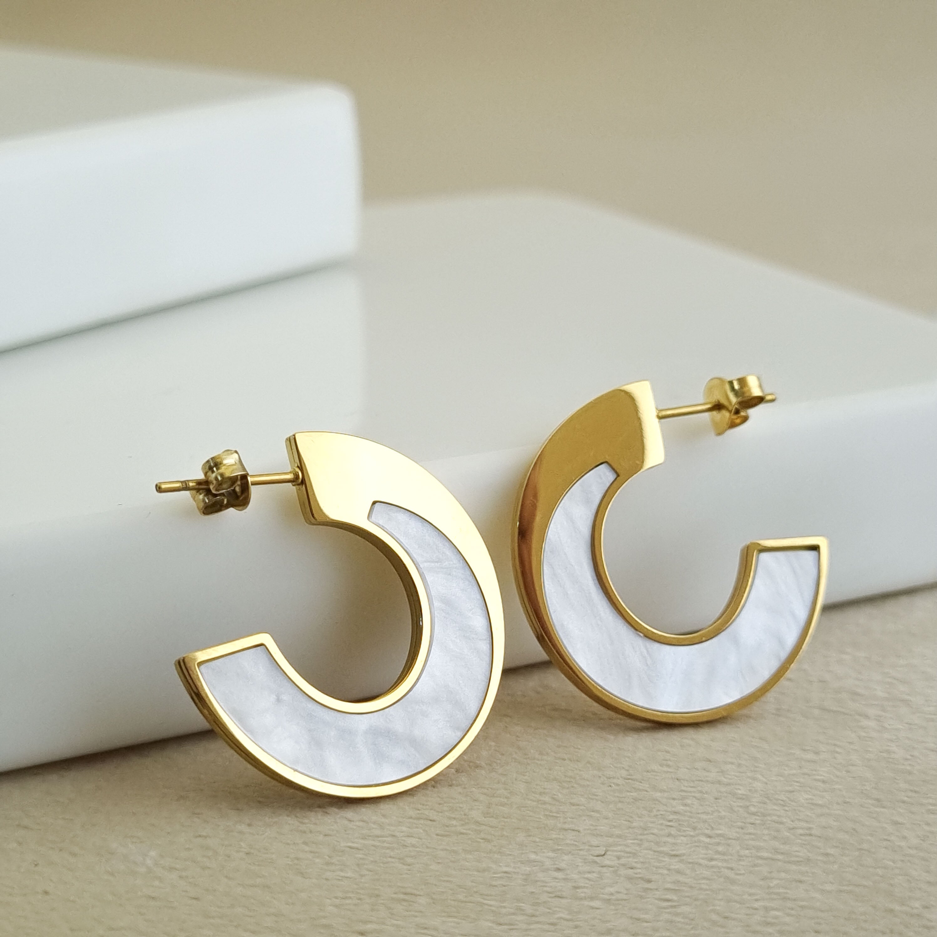 Solstice Arc Inlay Hoops