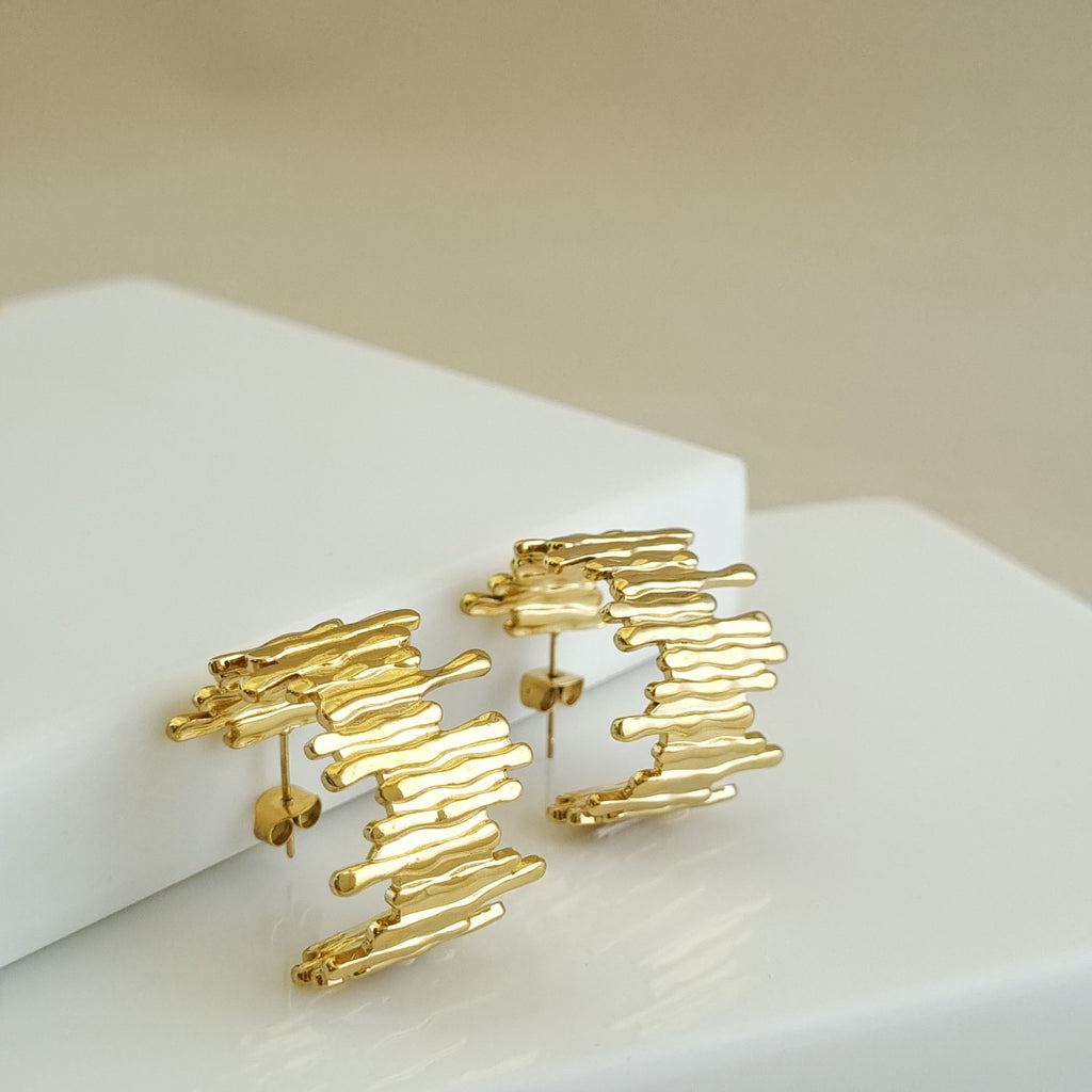Strata Raw-Edge Stud Earrings