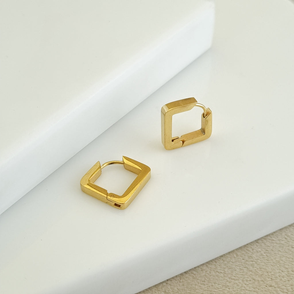 Quadra Architectural Huggie Earrings