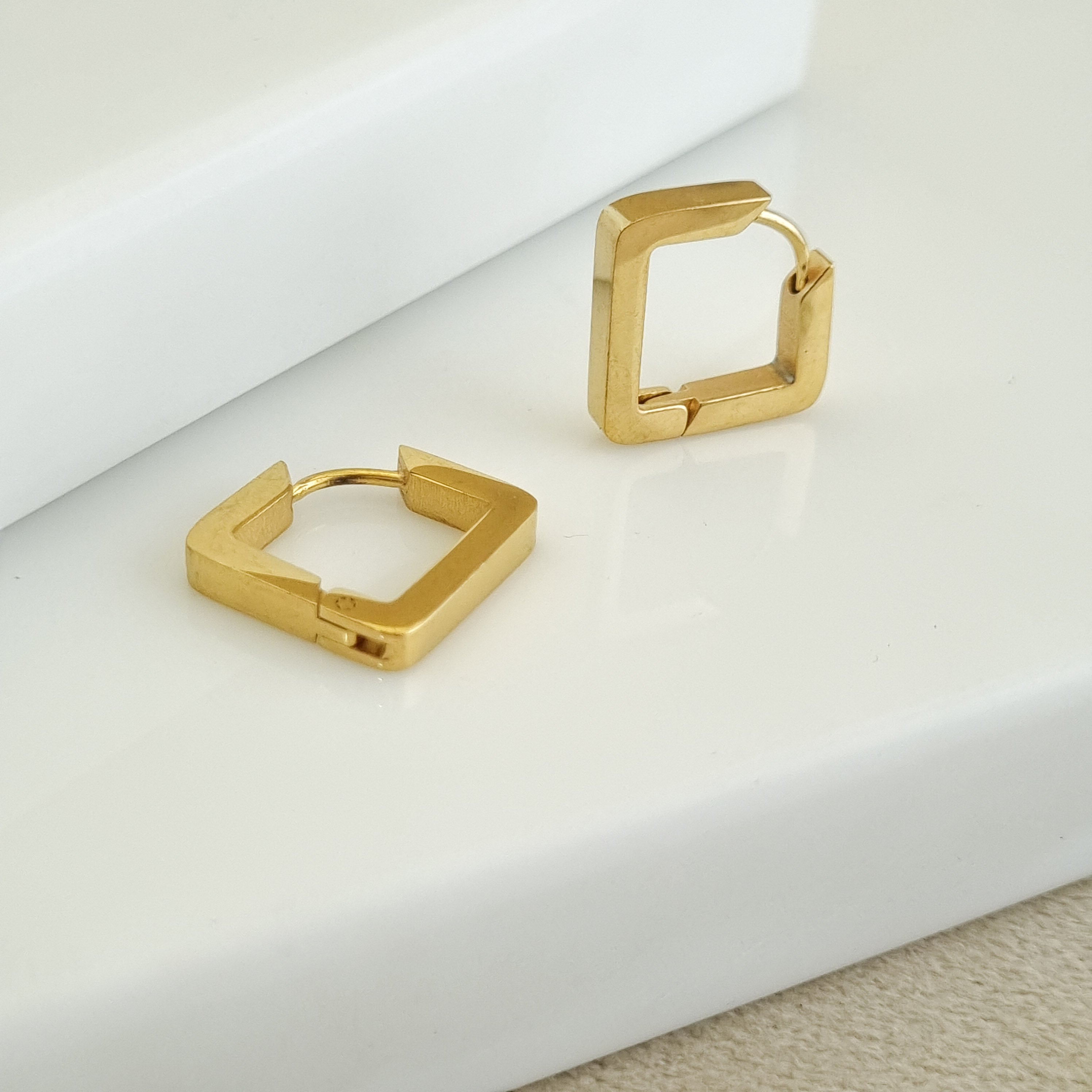 Quadra Architectural Huggie Earrings