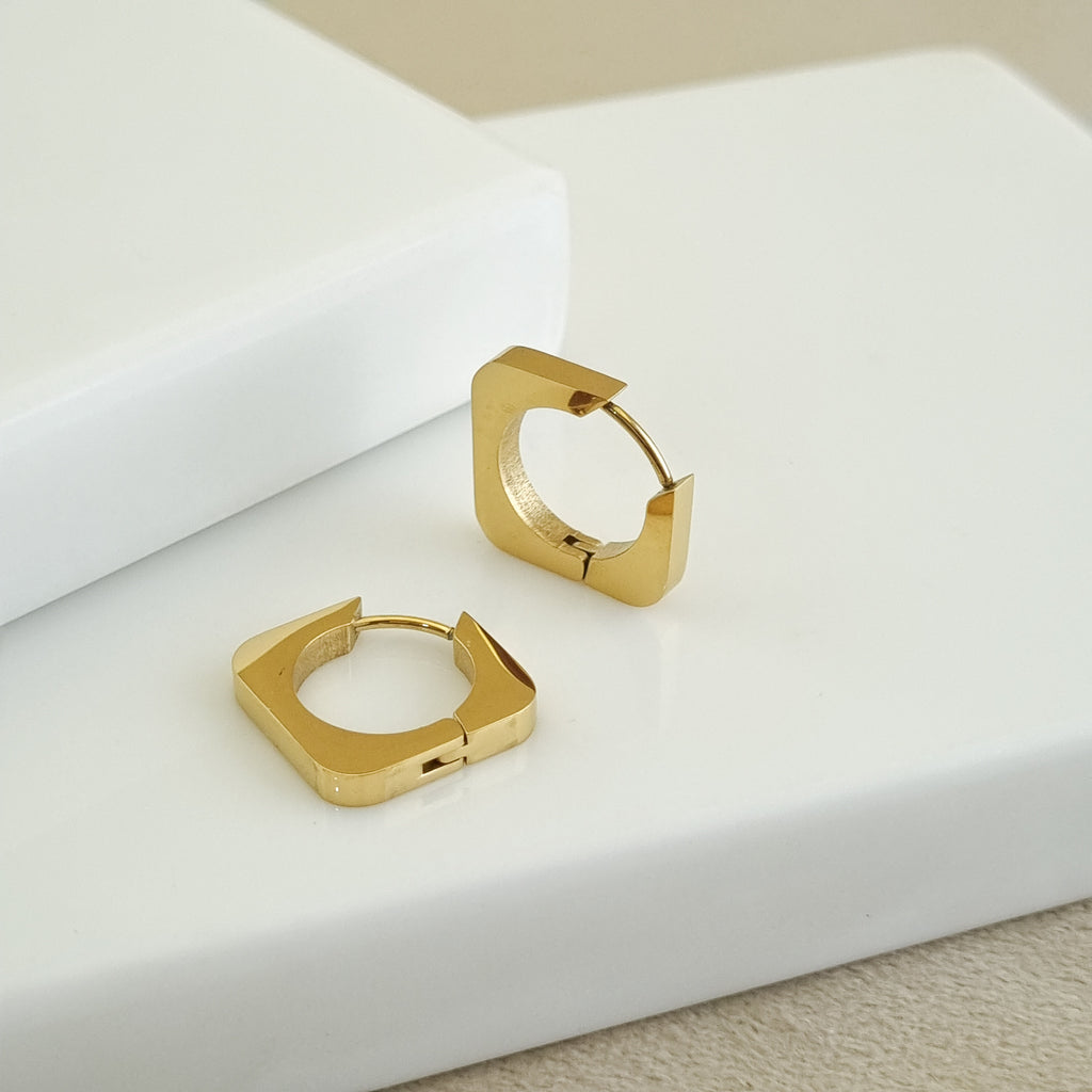 Linear Quadra Huggie Earrings
