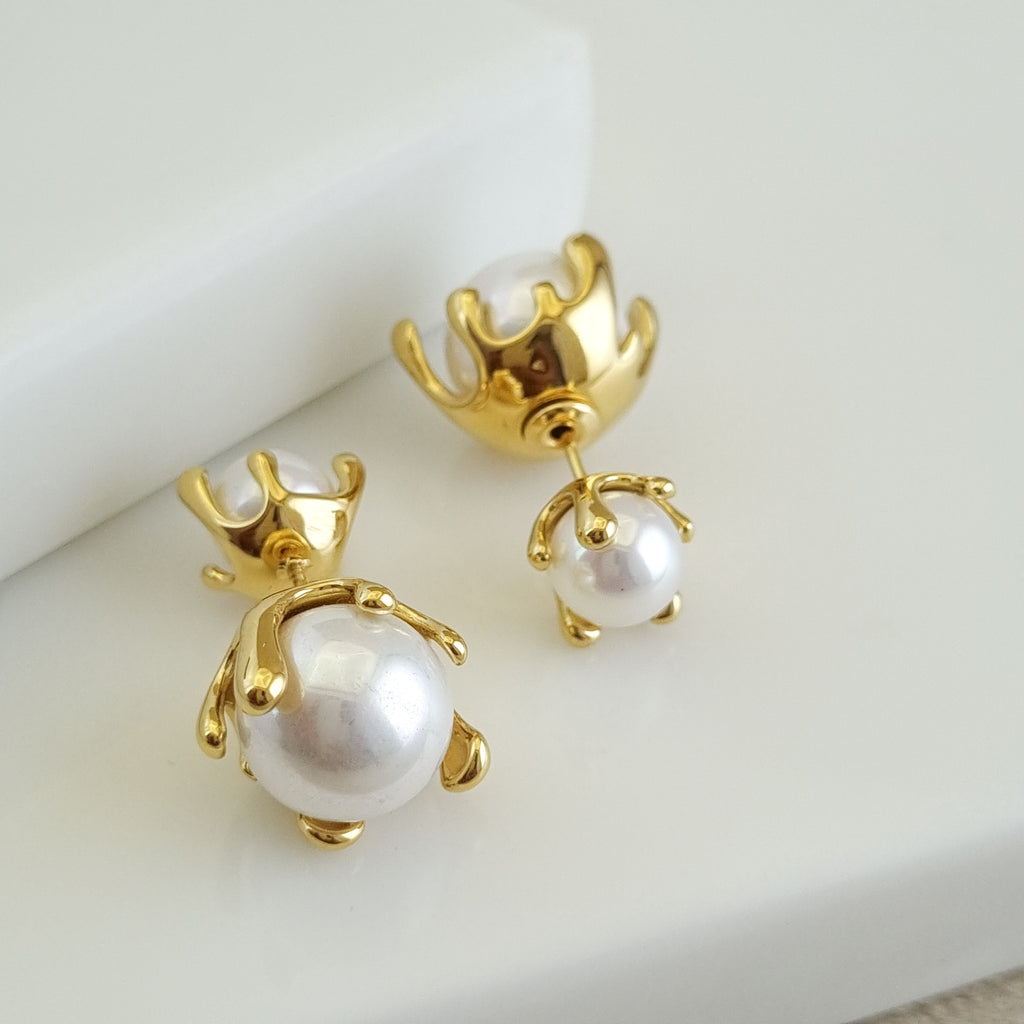Lumina Molten Pearl Jacket Earrings