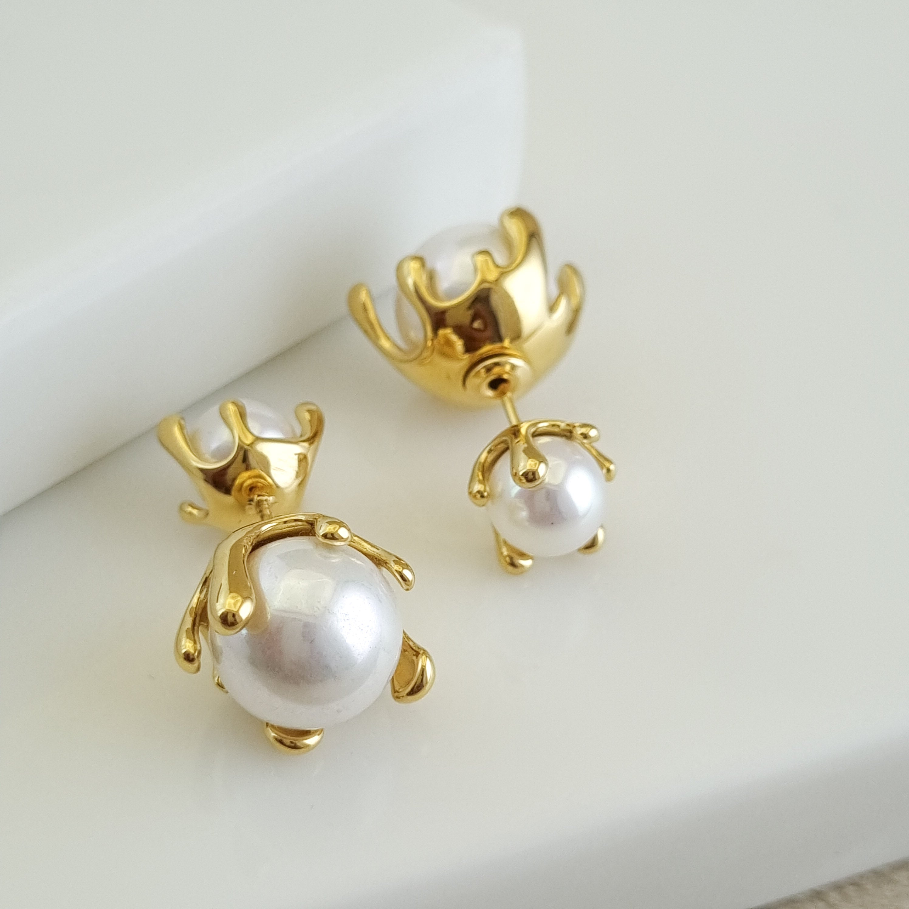 Lumina Molten Pearl Jacket Earrings