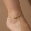 Butterfly anklet, anti-tarnish gold anklet, 18K gold butterfly jewelry, waterproof crystal anklet, tarnish-resistant foot jewelry.