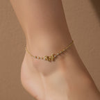 Butterfly anklet, anti-tarnish gold anklet, 18K gold butterfly jewelry, waterproof crystal anklet, tarnish-resistant foot jewelry.