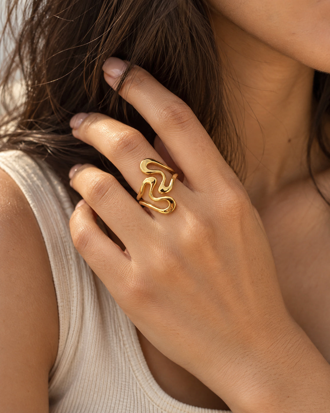 Triple Wave Statement Ring