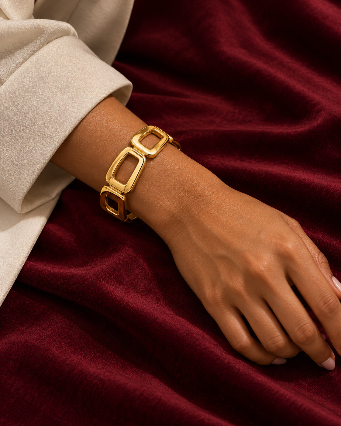 Linked Square Frame Cuff Bracelet