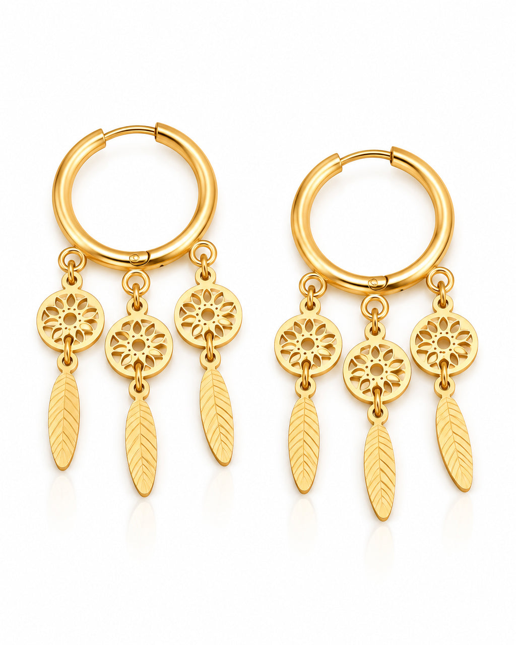 Dreamcatcher Feather Fringe Hoop Earrings