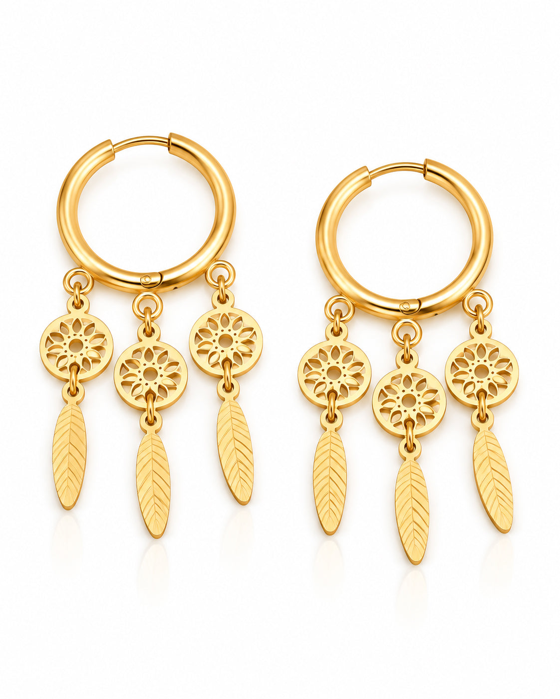 Dreamcatcher Feather Fringe Hoop Earrings