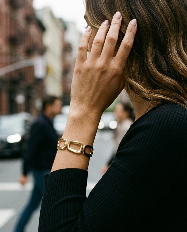 Linked Square Frame Cuff Bracelet