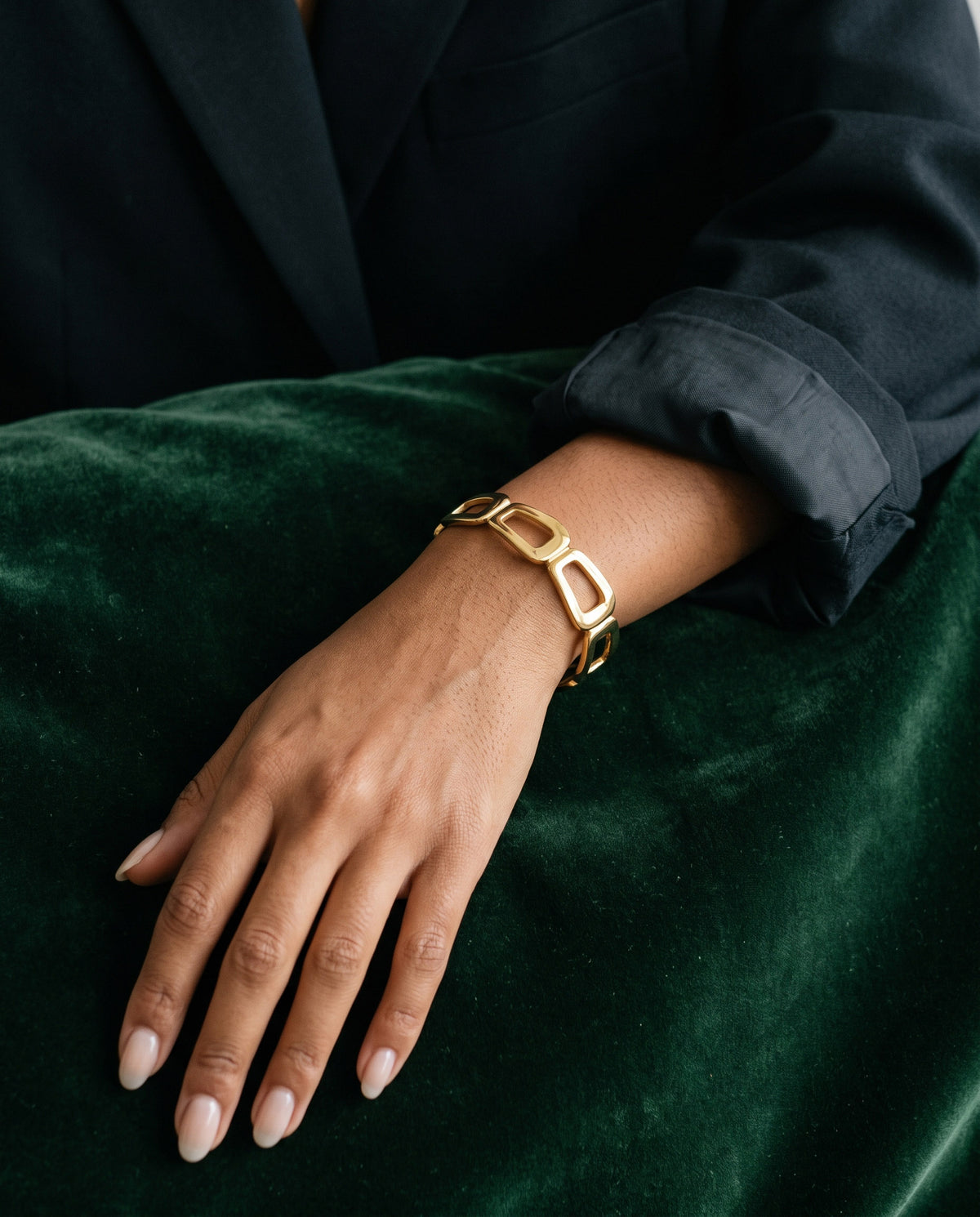 Linked Square Frame Cuff Bracelet