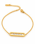 Sliding CZ Oblong Bar Chain Bracelet