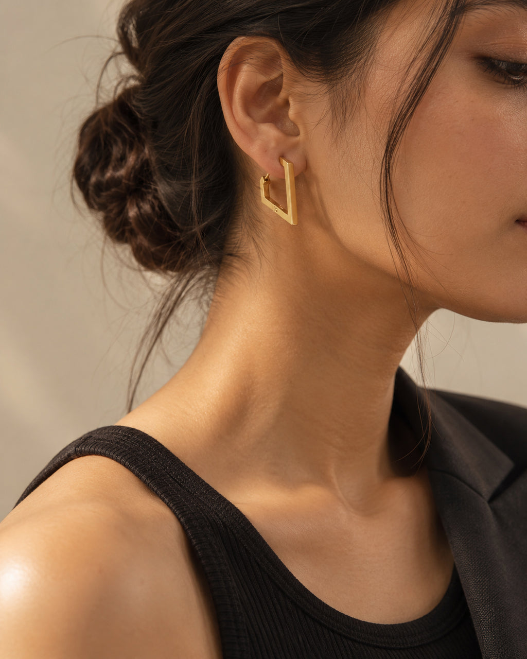 Angular Diamond Hoop Earrings