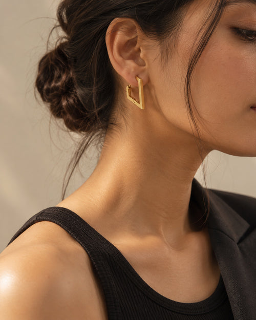 Angular Diamond Hoop Earrings