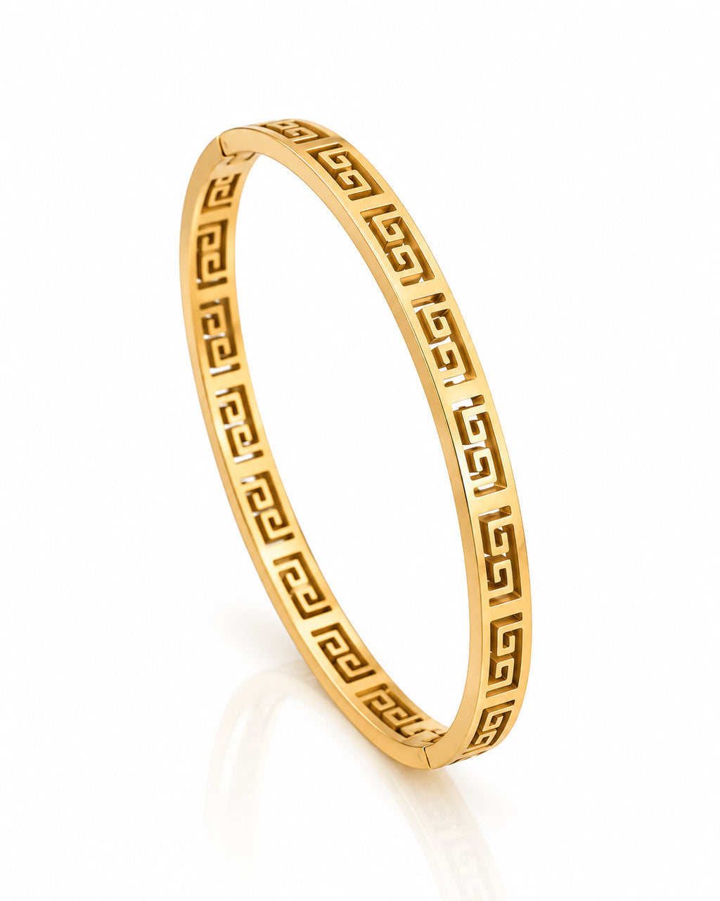 Greek Key Side Lock Cuff Bracelet