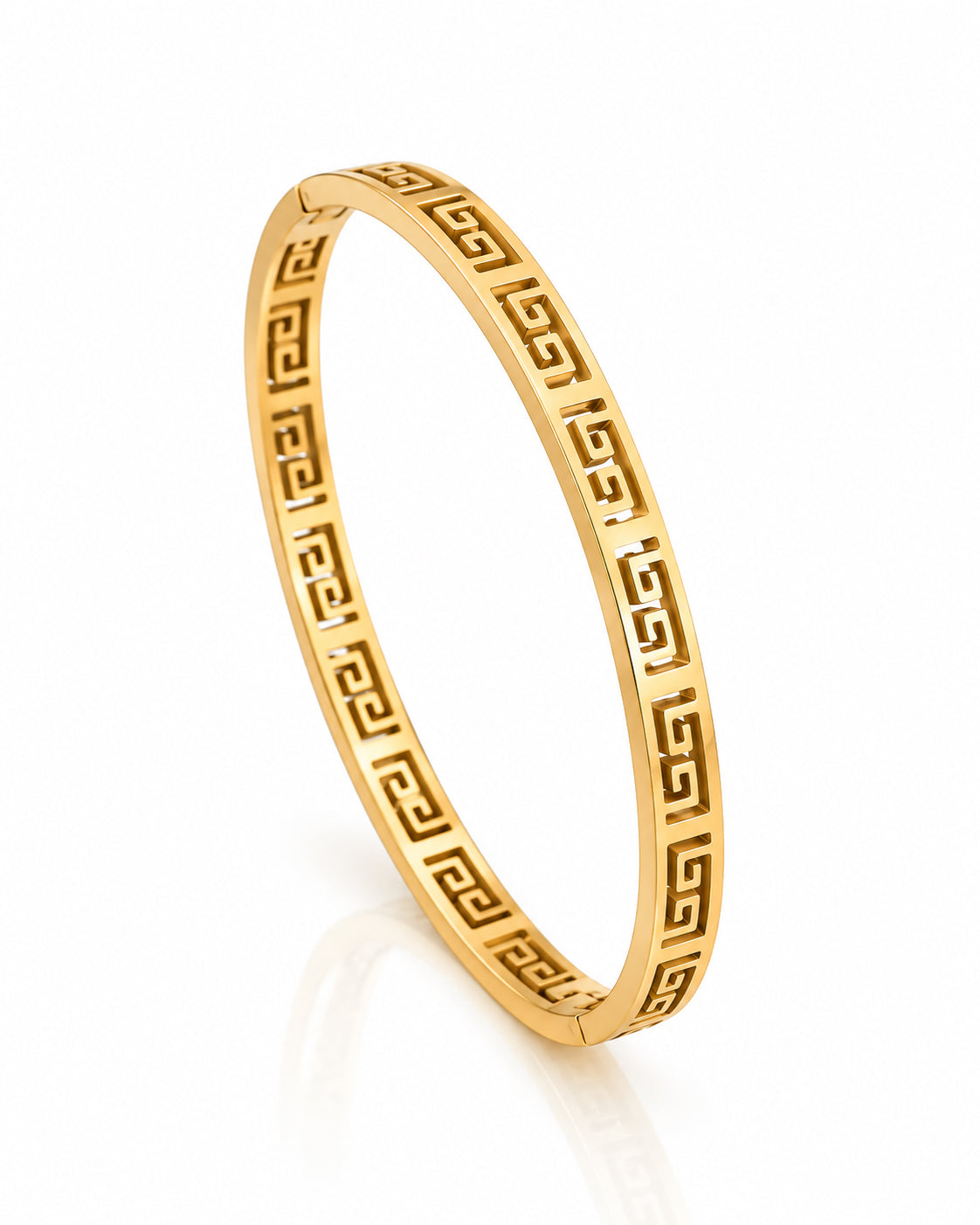 Greek Key Side Lock Cuff Bracelet