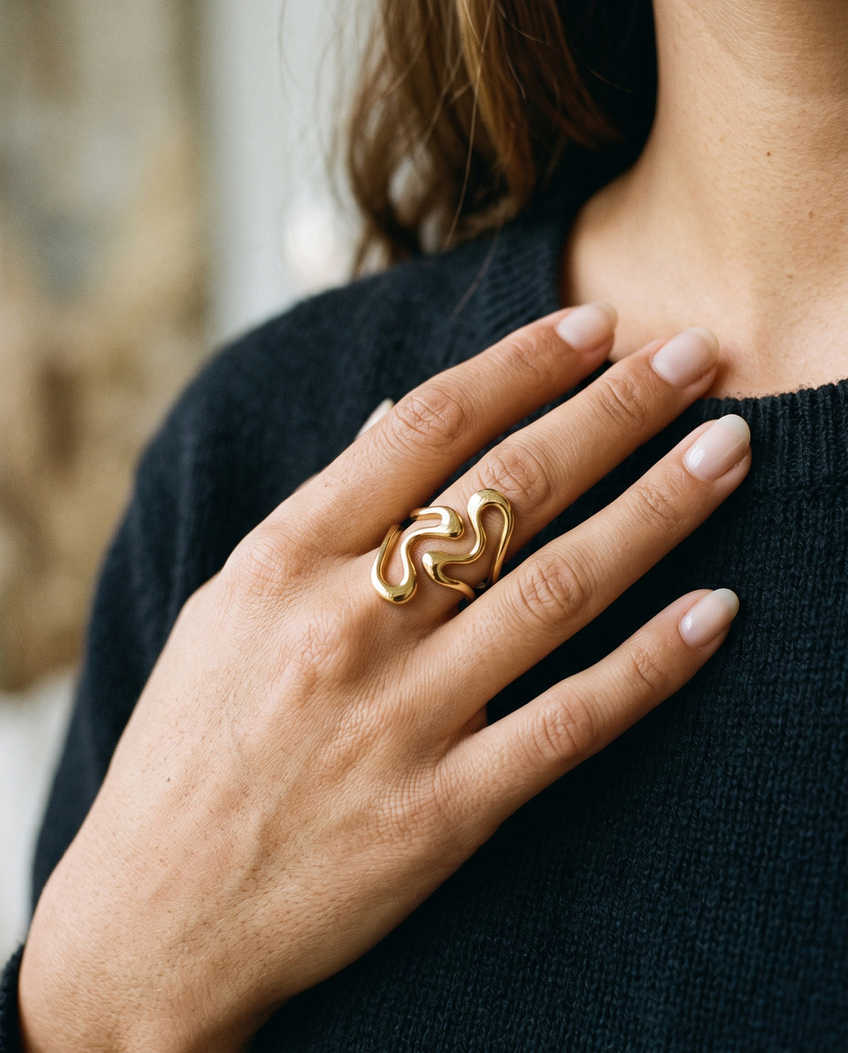 Triple Wave Statement Ring