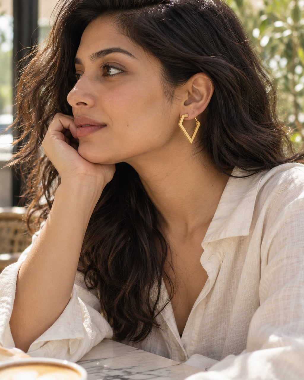 Angular Diamond Hoop Earrings