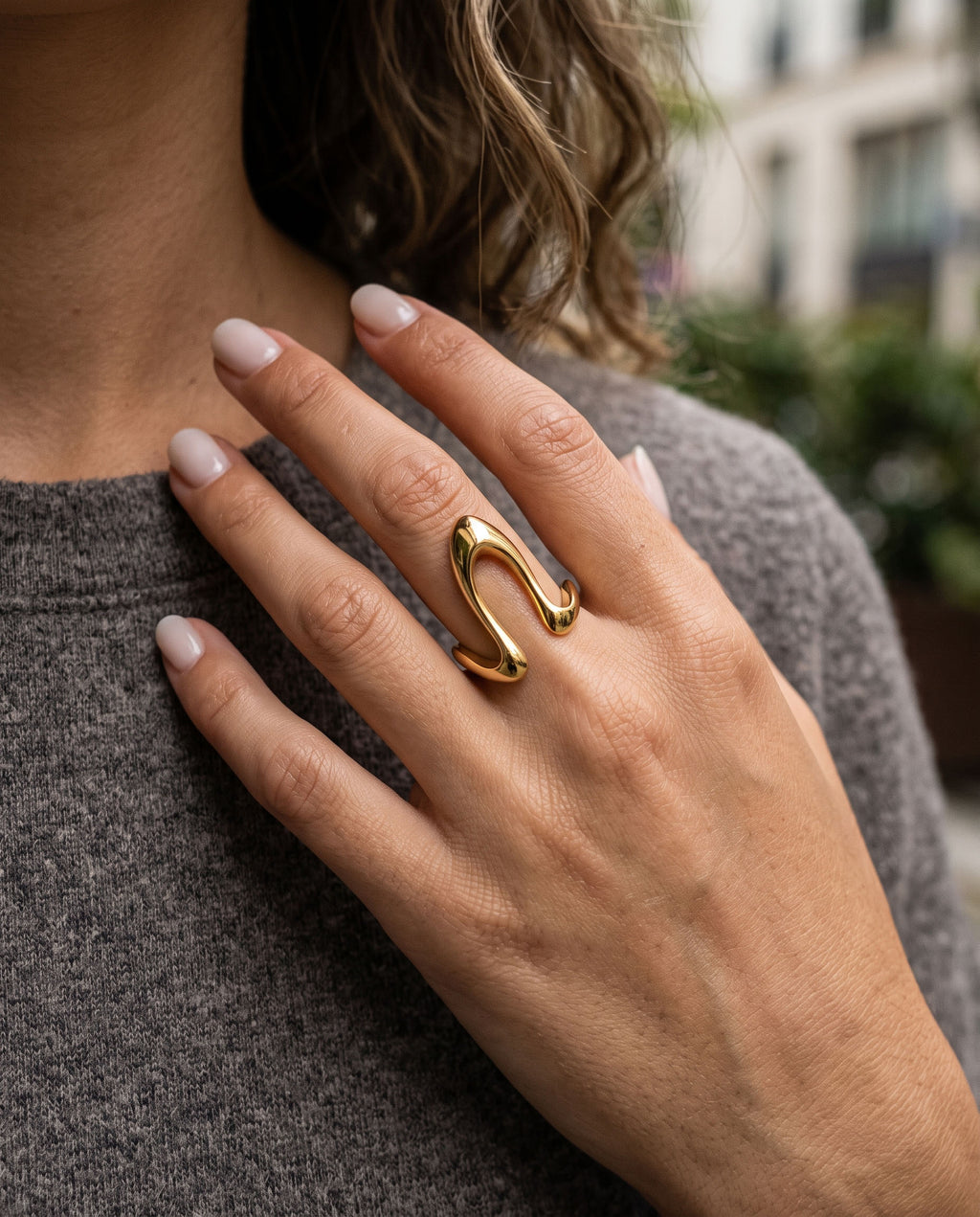 Liquid Wave Open Statement Ring