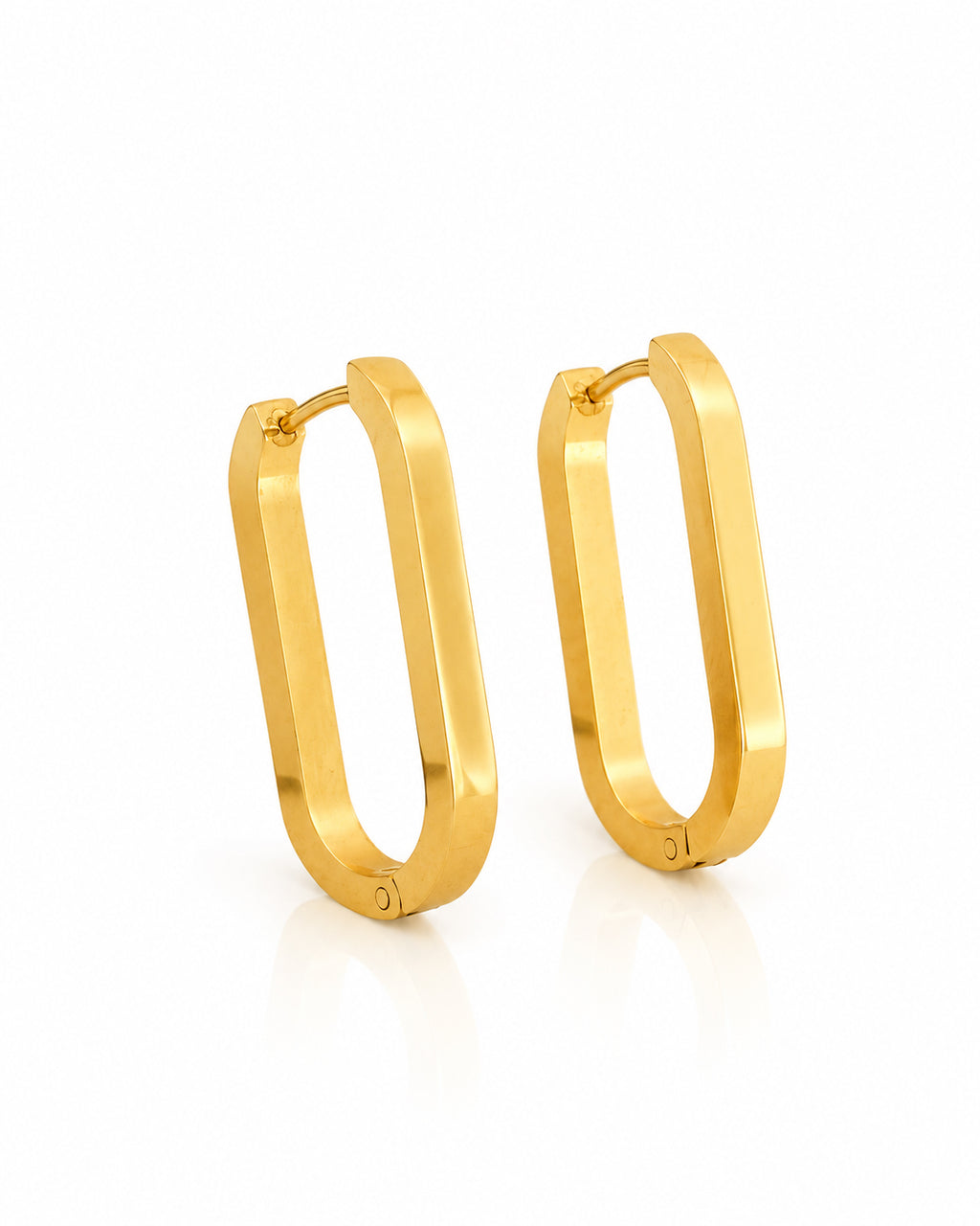 Flat Edge Oblong Hoop Earrings