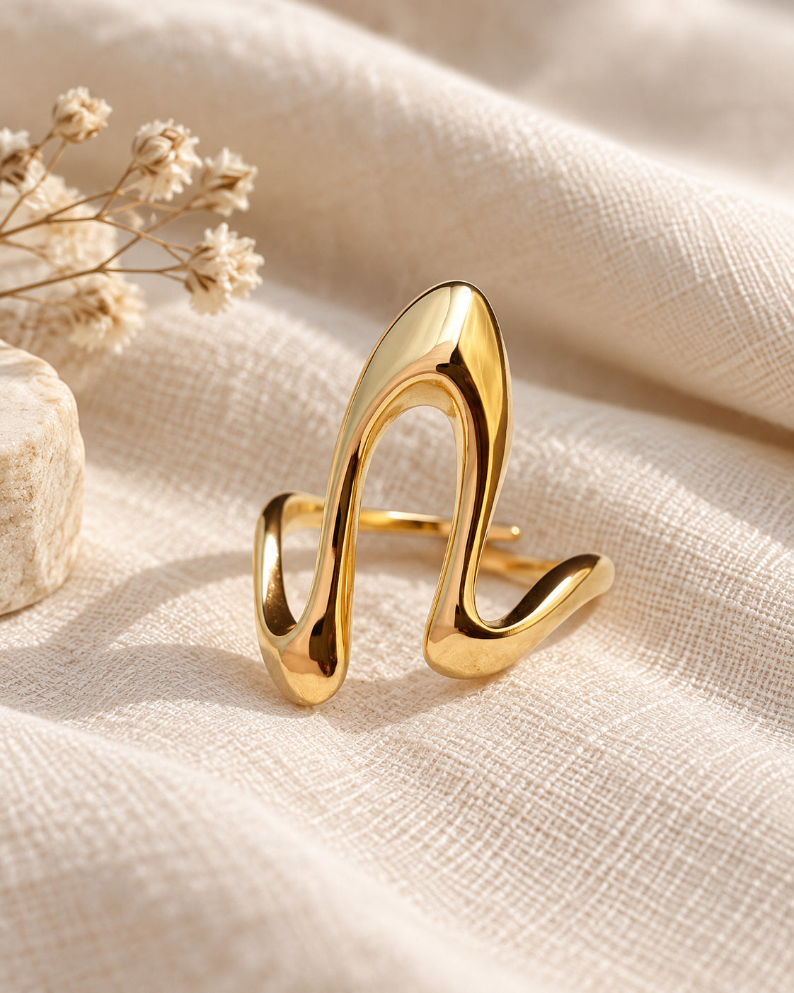 Liquid Wave Open Statement Ring